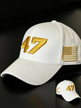 NEW PRESIDENT HAT ONE SIZE UNISEX ADULT 47 IN GOLD TURNING POINT CHARLIE KIRK
